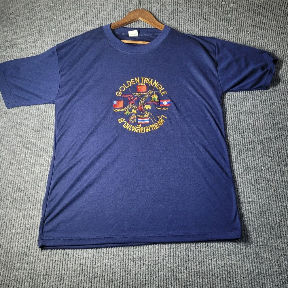 2x Golden Triangle XL Men's T‎ Shirt, China, Laos, Myanmar, Thailand Embroidered